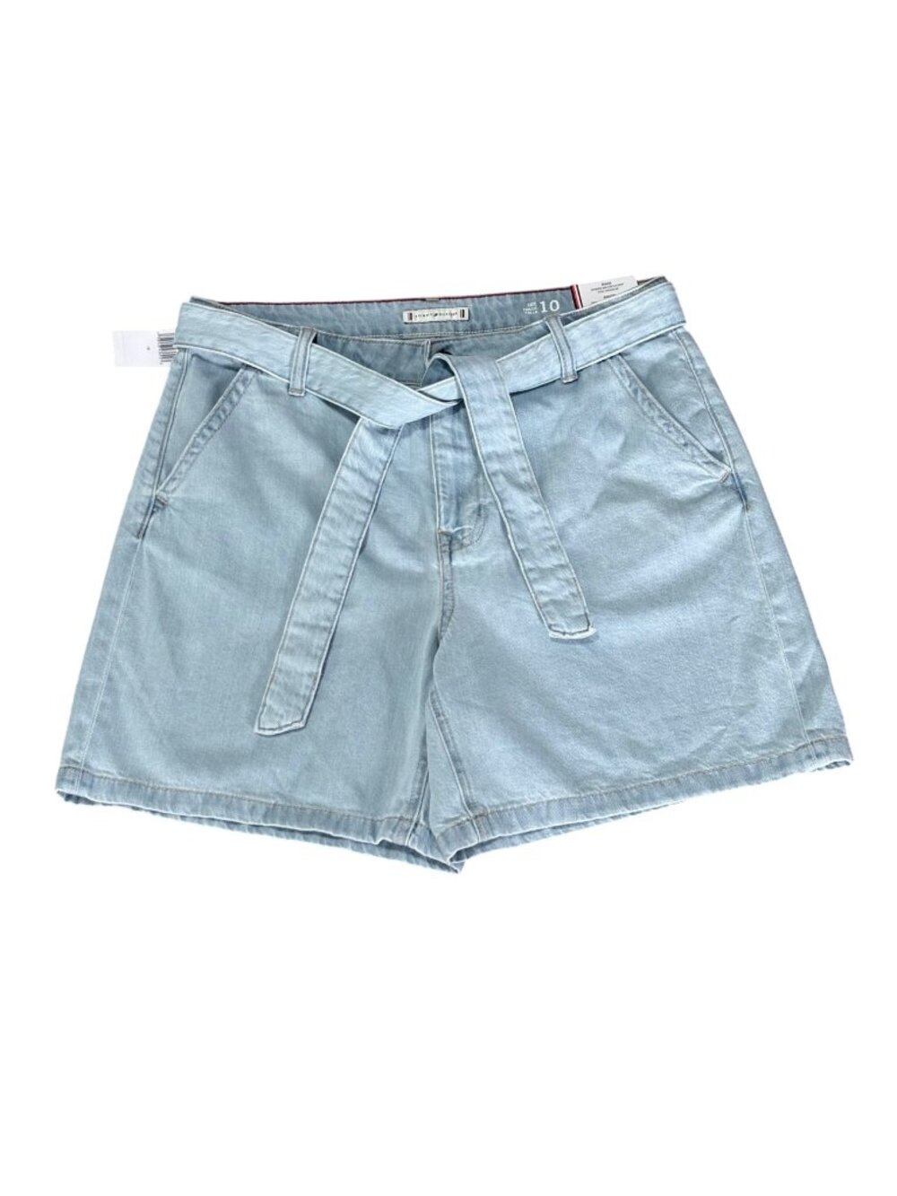 Tommy Hilfiger Womens High Rise Light Wash Denim Shorts Size 10 W-Belt 6"